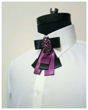 Load image into Gallery viewer, Crystal Wine and Black TieBow
