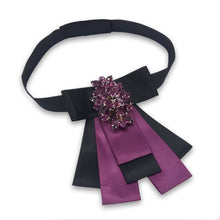 Load image into Gallery viewer, Crystal Wine and Black TieBow
