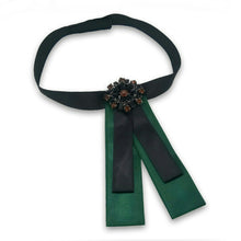 Load image into Gallery viewer, Green and Black Stone TieBow
