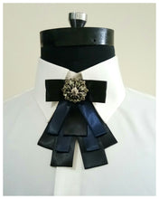 Load image into Gallery viewer, Black Navy and Grey Stone TieBow
