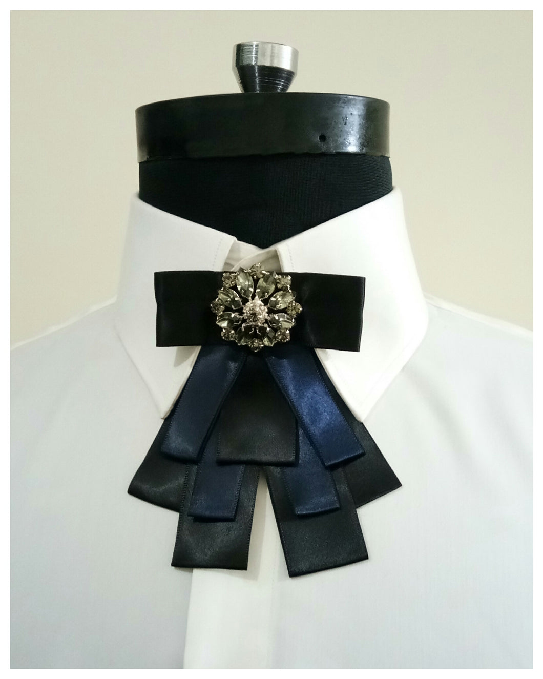 Black Navy and Grey Stone TieBow