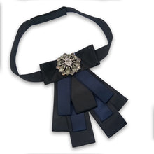 Load image into Gallery viewer, Black Navy and Grey Stone TieBow
