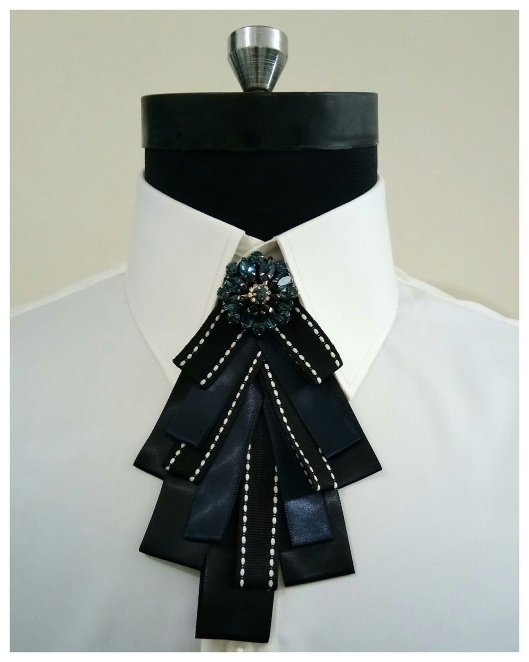 Black and Royal Blue Crystal TieBow