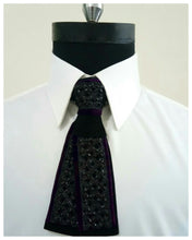 Load image into Gallery viewer, Black Purple Mesh Stone TieBow
