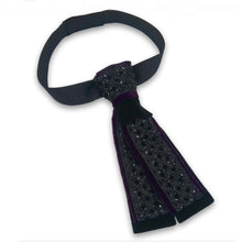 Load image into Gallery viewer, Black Purple Mesh Stone TieBow
