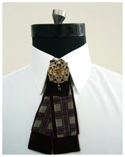 Load image into Gallery viewer, Brown Checkered Gold TieBow
