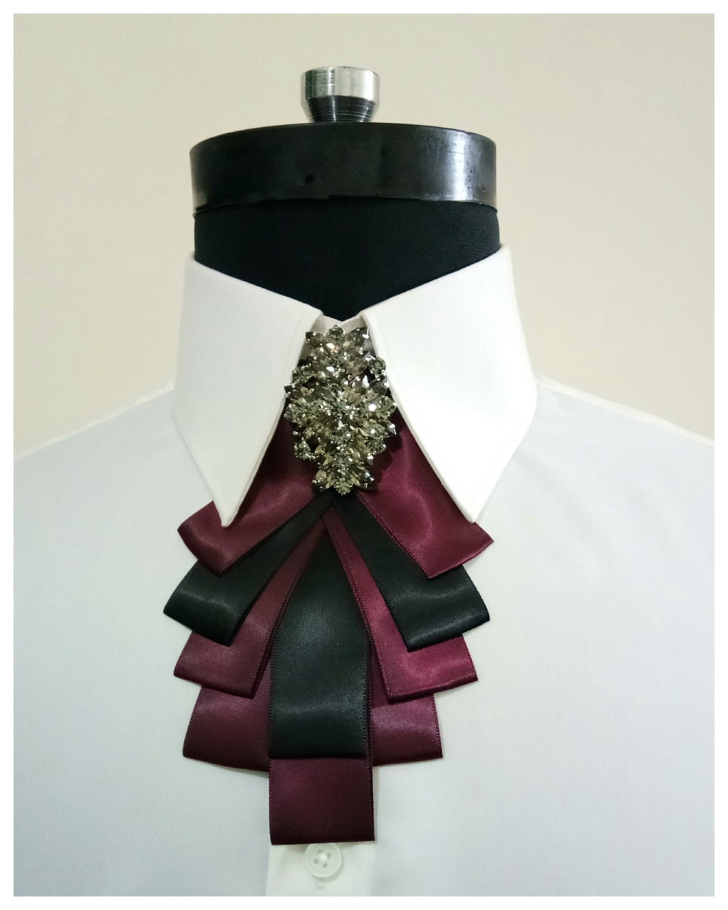 Maroon and Crystal TieBow