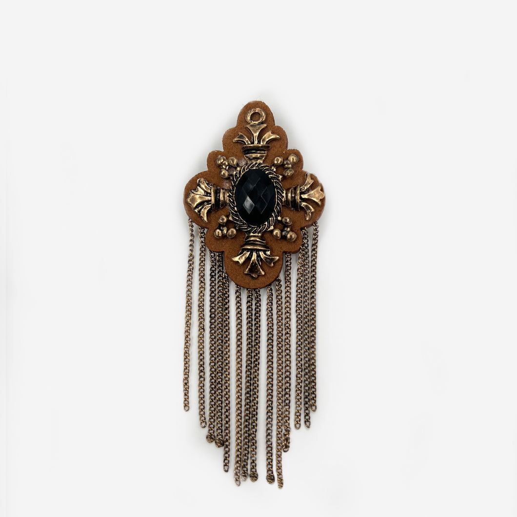 Brown Fringes Broach